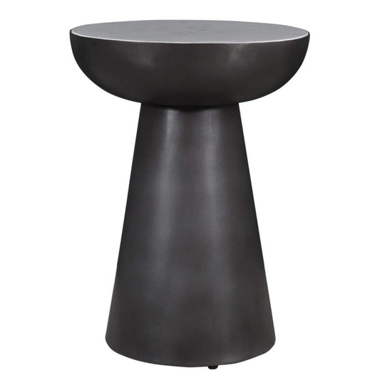 Modern black cylindrical side table.