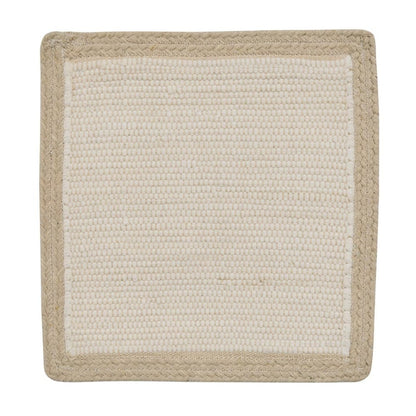 Square woven beige mat with a textured border.