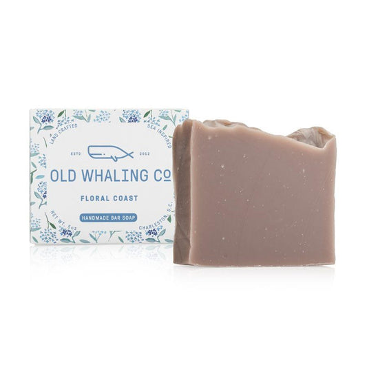 Old Whaling Co. Floral Coast handmade soap with decorative box.