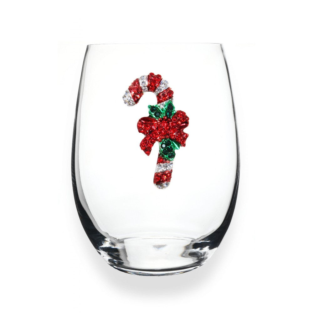 Picture of Candy Cane Jeweled Stemless Wine Glass