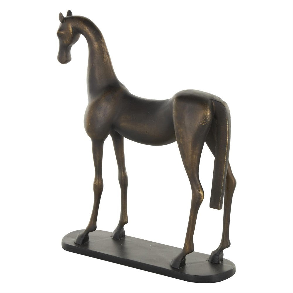 Bronze horse sculpture on an oval base.