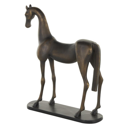 Bronze horse sculpture on an oval base.