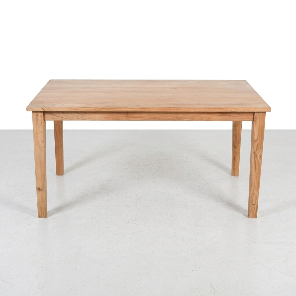 A simple wooden table with a light brown finish.