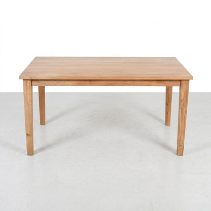 A simple wooden table with a light brown finish.