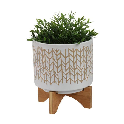 Picture of Chevron Beige Planter on Stand, Large