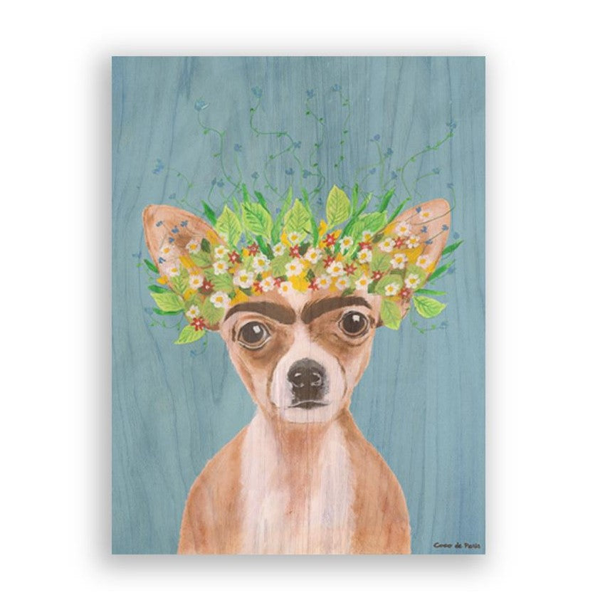 Picture of "Frida Kahlo Chihuahua" Wood Block Art Print