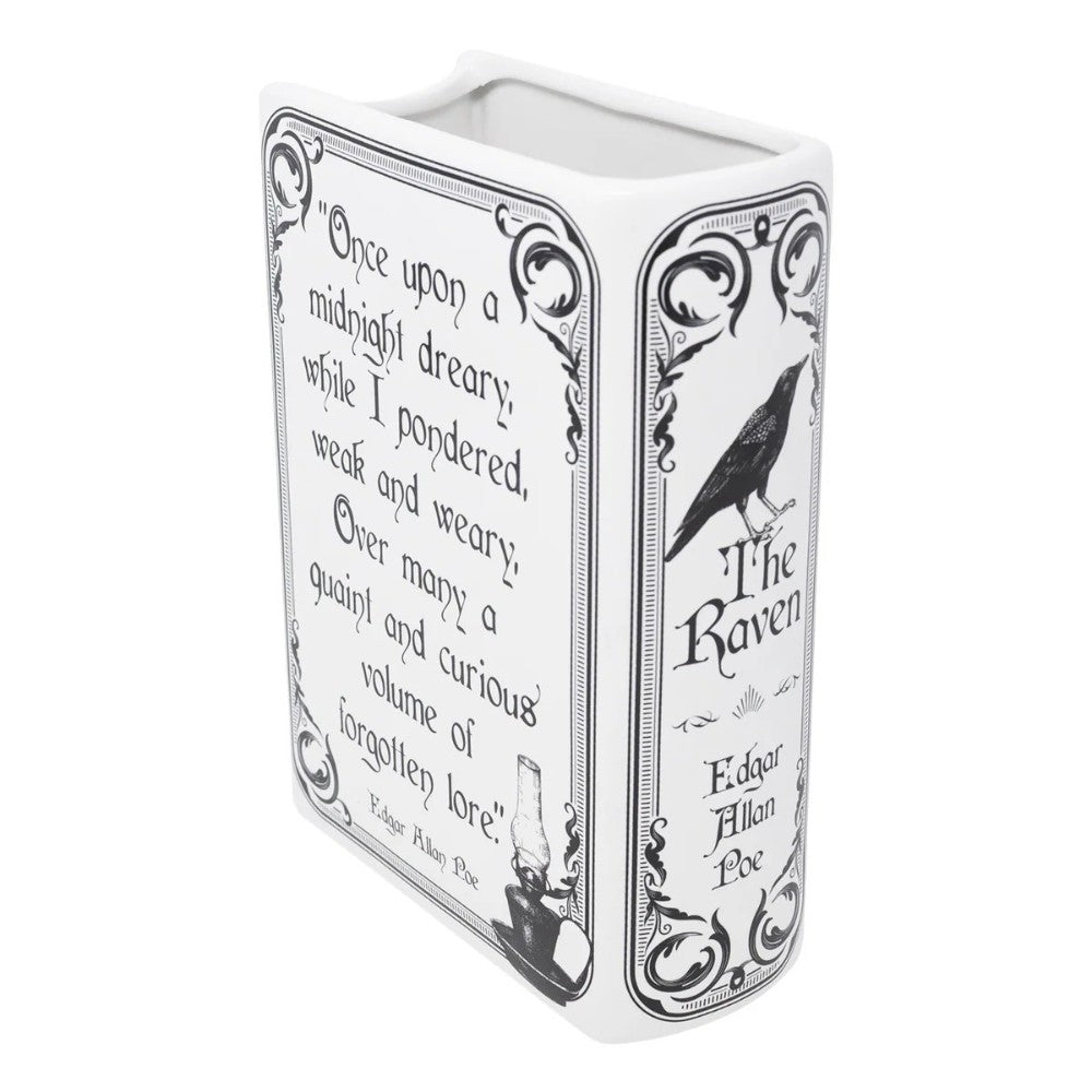 Ceramic vase with "The Raven" by Edgar Allan Poe design.