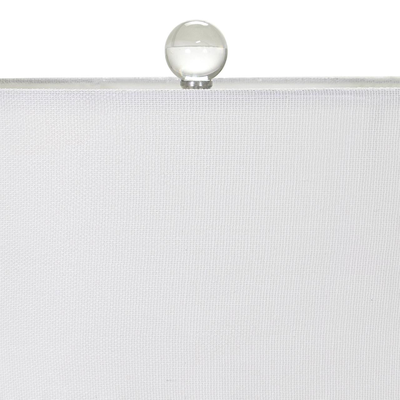 Crystal ball atop a white textured canvas.