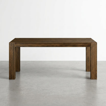 Dark wooden table with a simple, modern design.