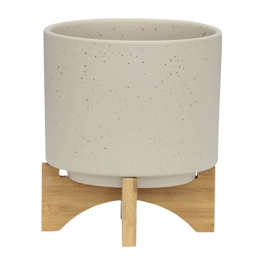 Picture of Matte Beige Planter on Stand, Large