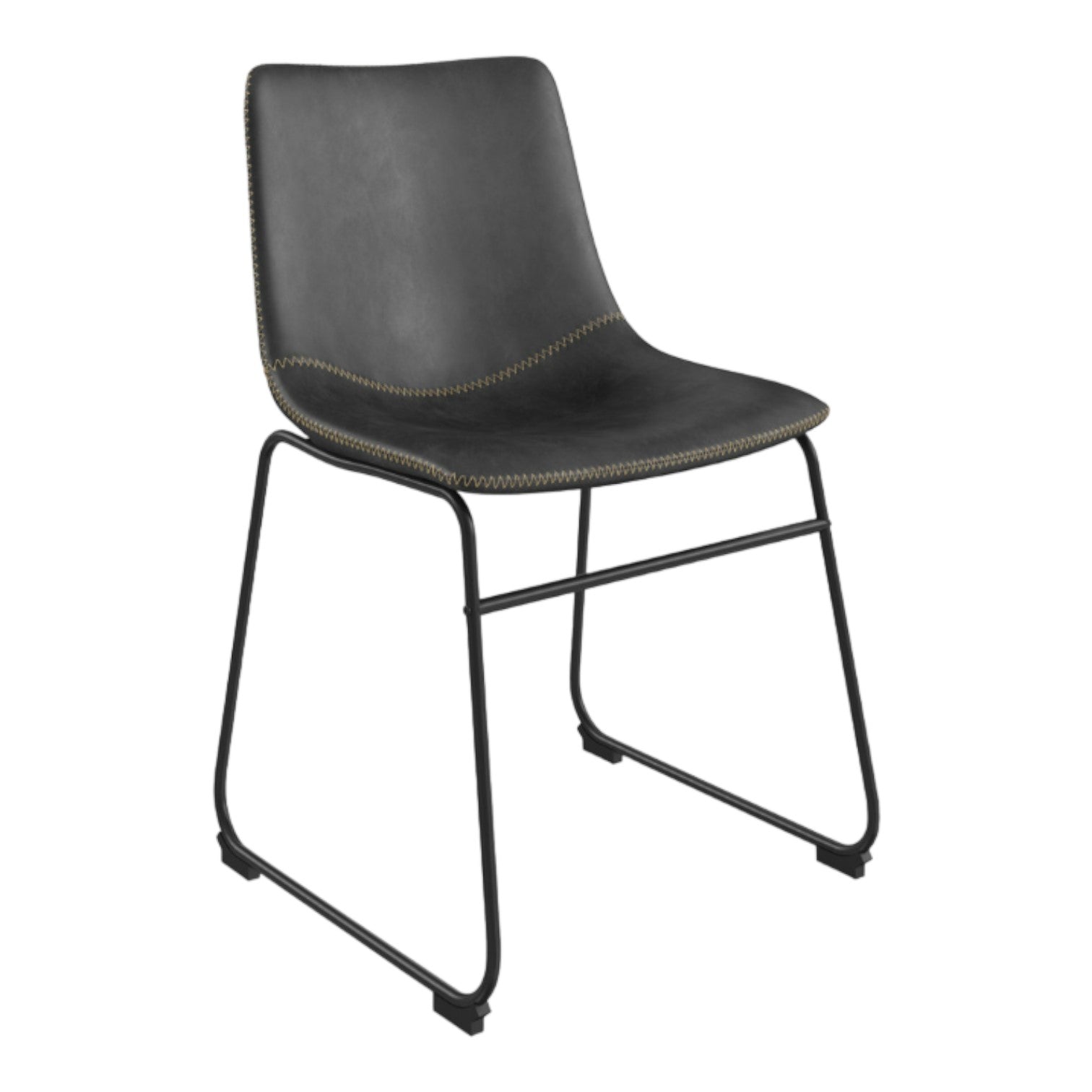 Black modern chair with metal legs and sleek design.