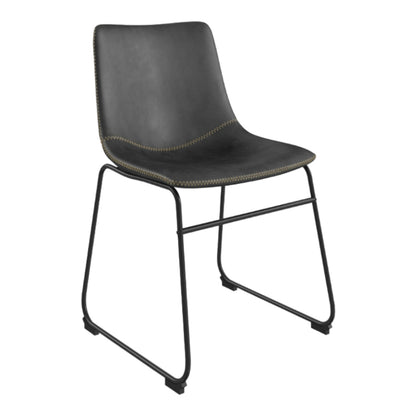 Black modern chair with metal legs and sleek design.