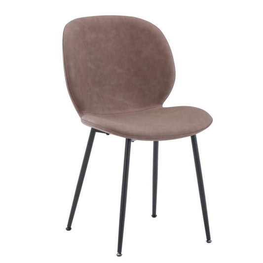Modern brown chair with metal legs.