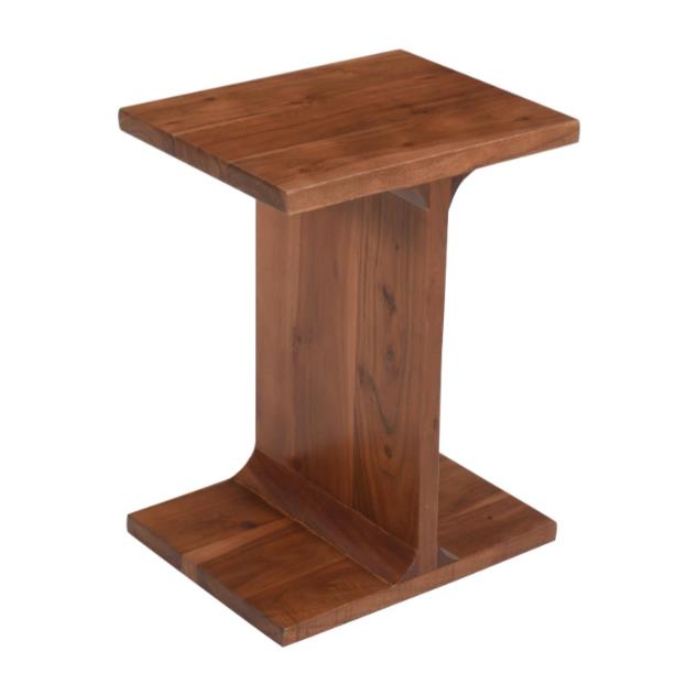 Wooden side table with a modern, minimalist design.