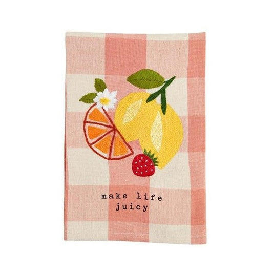 Picture of Make Life Juicy Fruity Floral Check Towel