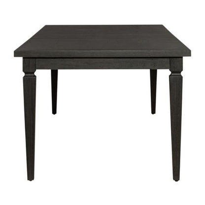 Dark wooden table with elegant tapered legs.