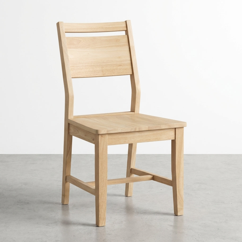 Simple wooden chair with a slatted backrest.