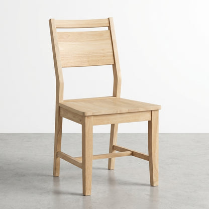 Simple wooden chair with a slatted backrest.