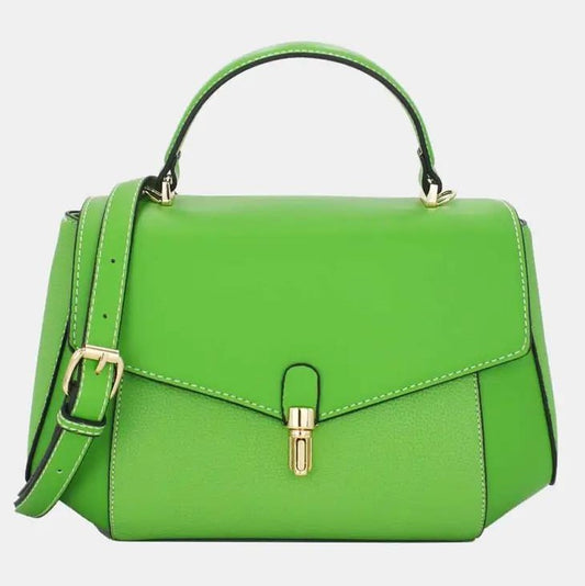 Picture of Litchi Embossed Splicing Handbag Green